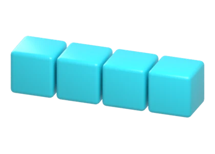3D render of the I piece: four cubes in a straight line