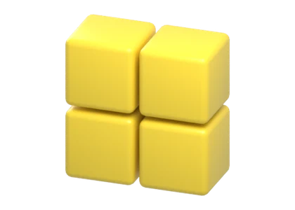 3D render of the O piece: a two-by-two square