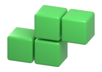 3D render of the S piece: two offset pairs, stepping up to the right